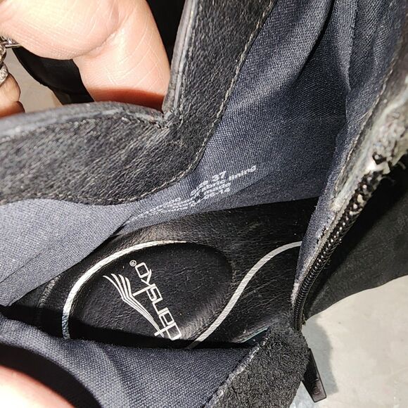 DANSKO LIZA 6.5/7 Black Suede Side Zip Up Prairie Boho Grunge Heel Ankle Boots - Picture 6 of 10